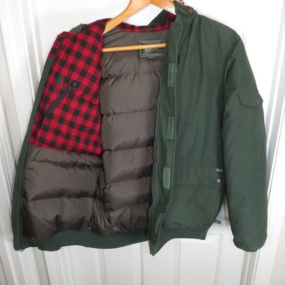Woolrich Men's Down Parka Full Zip Flannel Lined Hood Full Zip Elm Green Sz Med - Picture 3 of 10